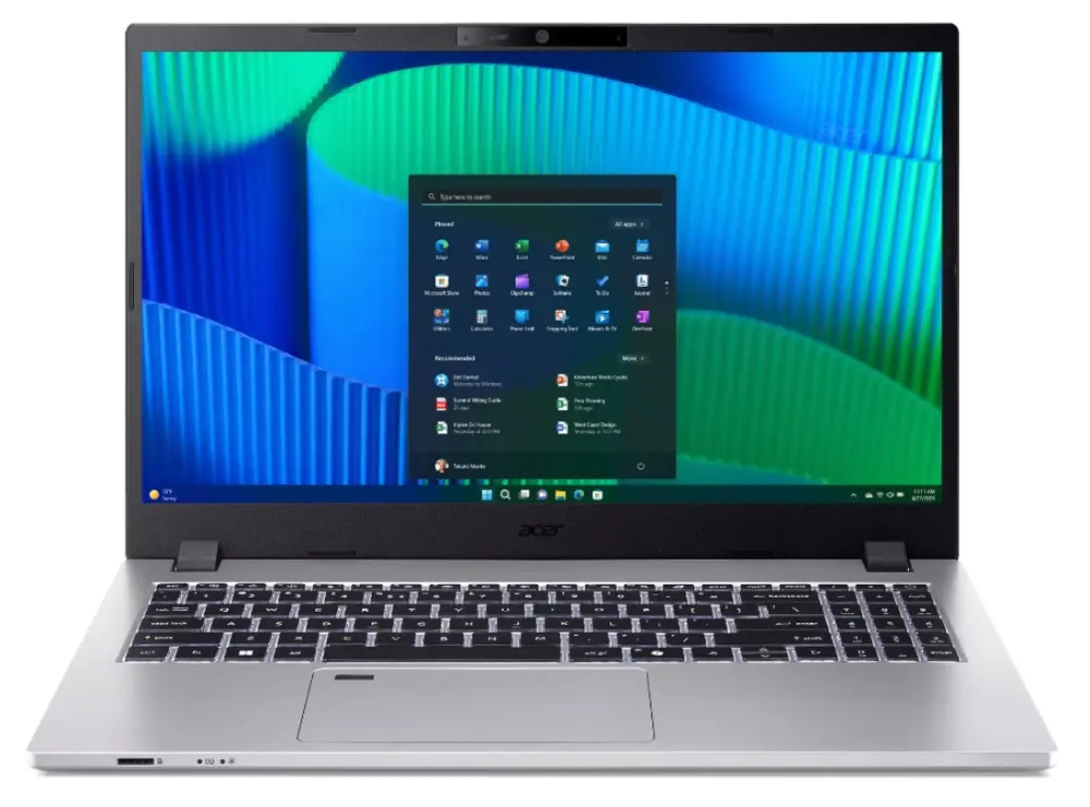 Лаптоп, Acer TravelMate P2 TMP215-55-TCO-5378, Intel Core 5 120U (1.4GHz up to 5.0GHz, 12MB), 15.6" FHD (1920x1080) IPS, 16GB DDR5(2x8GB), 512GB PCIe NVMe SSD, Intel Graphics, RG-45, WiFi 6E, BT 5.3, KB Backlit, TPM 2.0, FPR, Win 11 Pro EDU, 3Y, Silver