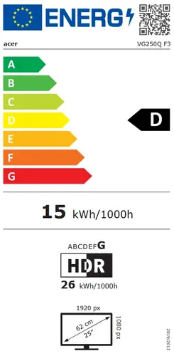 Монитор, Acer Nitro VG250QF3bmiipx, 24.5'', FHD (1920X1080) IPS, ZeroFrame, 320Hz DP, 240Hz HDMI, 1ms/0.5ms(GTG, Min.), 250nits, 100M:1, 99% sRGB, Free Sync Premium, 2xHDMI, DP, HDR10, Audio out, Speakers, Tilt, BluelightShield, Vesa, Black - image 7