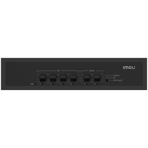 Imou 6-port 100M unmanaged PoE Switch, 4x PoE 10/100, 2x uplink 10/100, 45W total power, up to 250m PoE, 4KV lighting Protection, 802.3af/at, - image 1