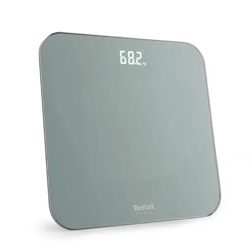 Везна, Tefal PP1903V0 Classic 3 Euclyptus Metal, glass platform (31x31cm, 5mm), 180Kg / 100g, display (75x25), back light display, 3 x AAA battery included - image 1