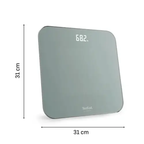 Везна, Tefal PP1903V0 Classic 3 Euclyptus Metal, glass platform (31x31cm, 5mm), 180Kg / 100g, display (75x25), back light display, 3 x AAA battery included - image 2