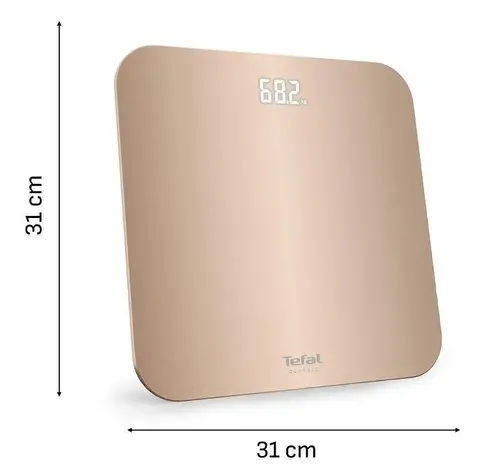 Везна, Tefal PP1900V0 Classic 3 Dune Metal, glass platform (31x31cm, 5mm), 180Kg / 100g, display (75x25), back light display, 3 x AAA battery included - image 2