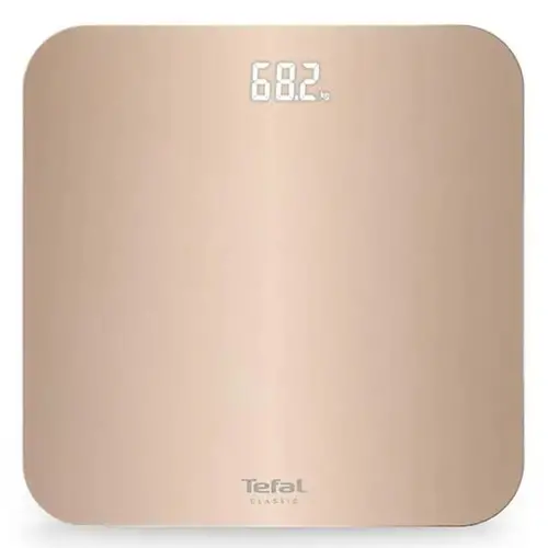 Везна, Tefal PP1900V0 Classic 3 Dune Metal, glass platform (31x31cm, 5mm), 180Kg / 100g, display (75x25), back light display, 3 x AAA battery included