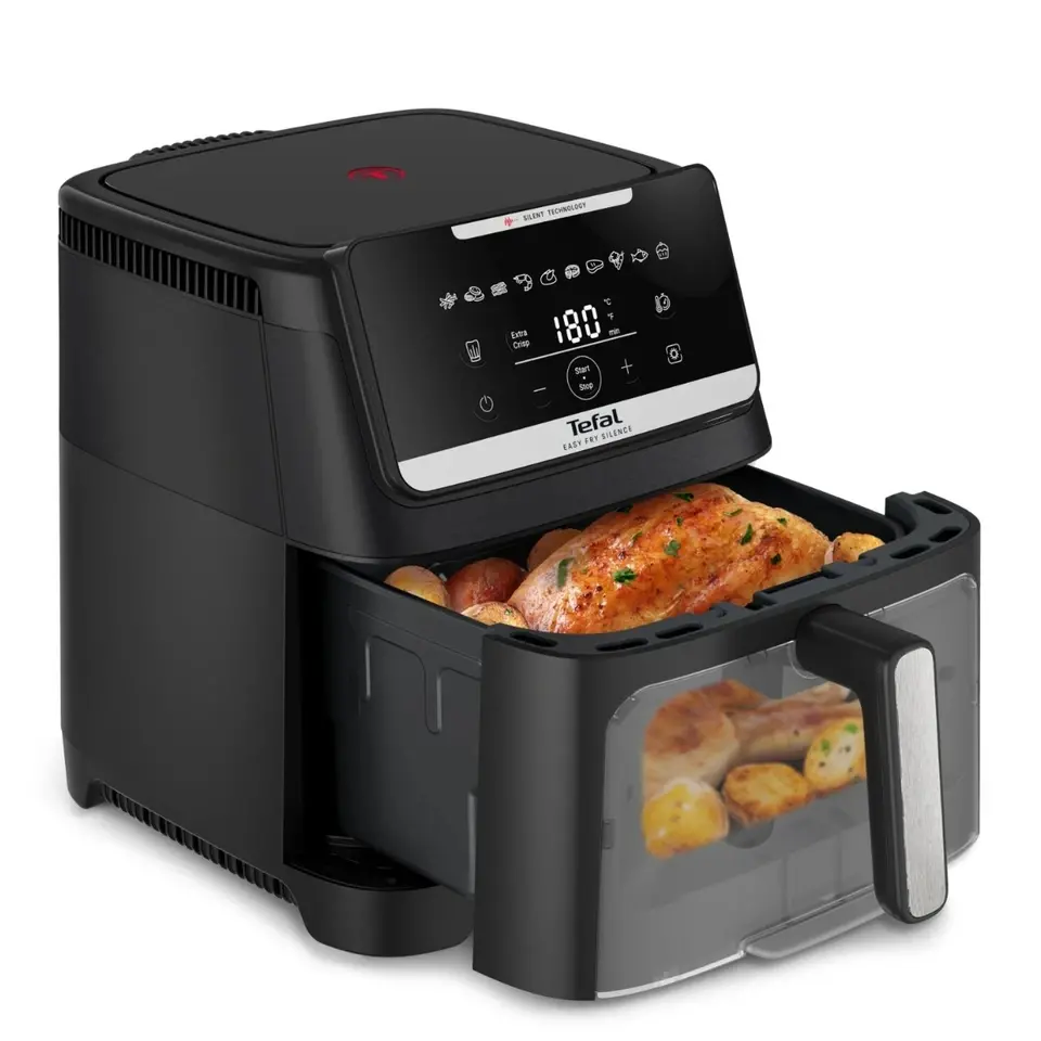Aparat pentru gătit sănătos, Tefal EY8468E0 Easy Fry Silence XXL VISION, negru, 7L (2kg, 8 porții), 1800W, zone duale, parte frontală detașabilă - image 1