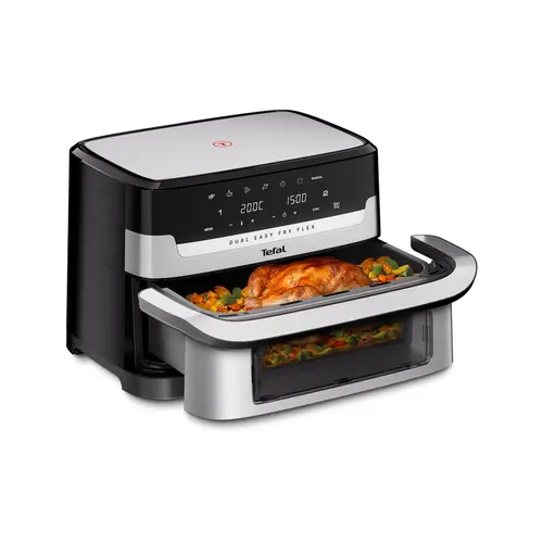 Aparat pentru gătit sănătos, Tefal EY922DE0 Easy Fry DUAL FLEX, oțel inoxidabil, 9L (2.5kg), 2700W, programe automate (7), temperatură reglabilă, mod - 2