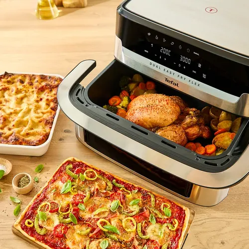 Συσκευή υγιεινού μαγειρέματος, Tefal EY922DE0 Easy Fry DUAL FLEX, ανοξείδωτο ατσάλι, 9L (2.5kg), 2700W, αυτόματα προγράμματα (7), ρυθμιζόμενη - 5