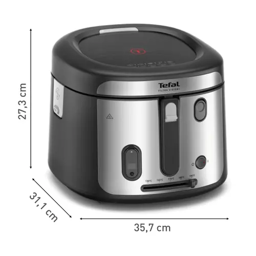 Фритюрник, Tefal FF2588E0 Filtra Vision+, black, 1.2Kg / 2.1L, 1900W, timer, fix bowl, washable (lid, basket), adj. thermostat, on/off - image 3