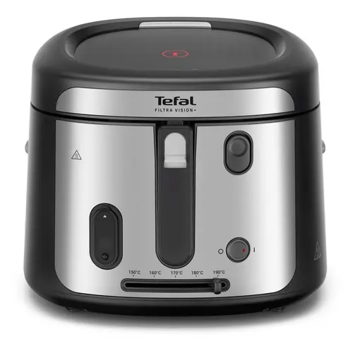 Фритюрник, Tefal FF2588E0 Filtra Vision+, black, 1.2Kg / 2.1L, 1900W, timer, fix bowl, washable (lid, basket), adj. thermostat, on/off