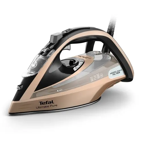 Ютия, Tefal FV9852E0 Ultimate Pure, 3200W Steam Iron, Powerful Steam, AutoClean Soleplate, Micro Calc, Auto-Off, Anti-Drip
