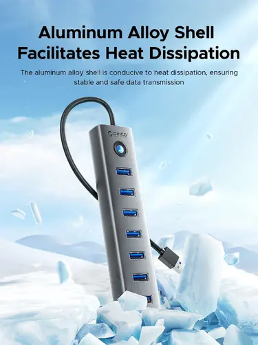 Orico хъб USB3.0 HUB 7 port Black - CL7U-U3-10-GY-BP - image 1