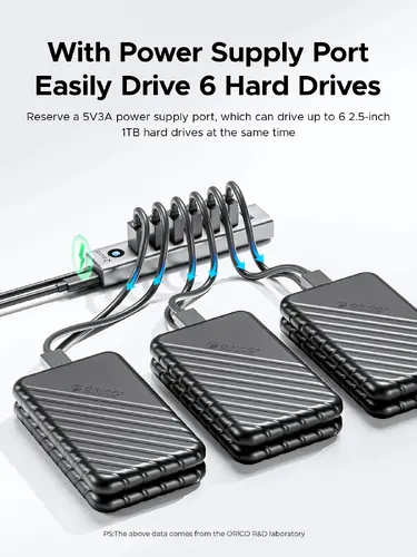 Orico хъб USB3.0 HUB 7 port Black - CL7U-U3-10-GY-BP - image 3