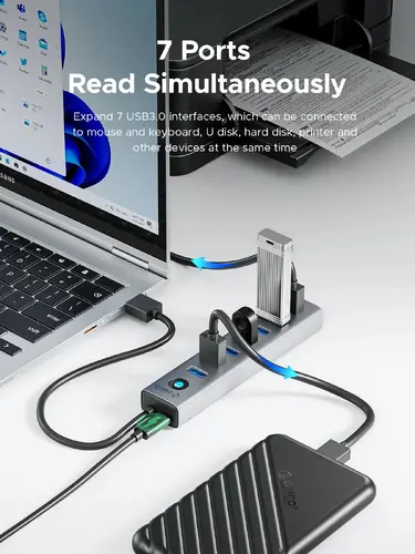 Orico USB hub USB3.0 HUB 7 θυρών, μαύρο - CL7U-U3-10-GY-BP - 5