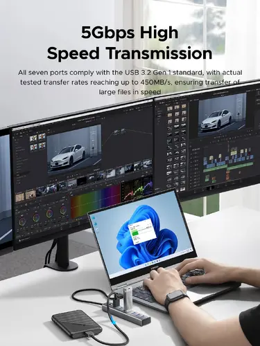 Orico хъб USB3.0 HUB 7 port Black - CL7U-U3-10-GY-BP - image 7