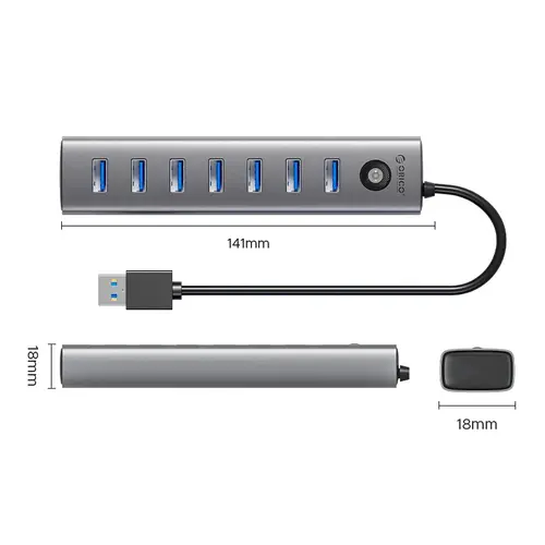 Orico хъб USB3.0 HUB 7 port Black - CL7U-U3-10-GY-BP - image 8