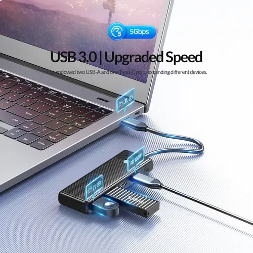 Orico хъб USB3.1 HUB Type-C - 2 x USB3.0, 2 x USB-C - PAPW2AC-C3-05-BK-EP - image 12