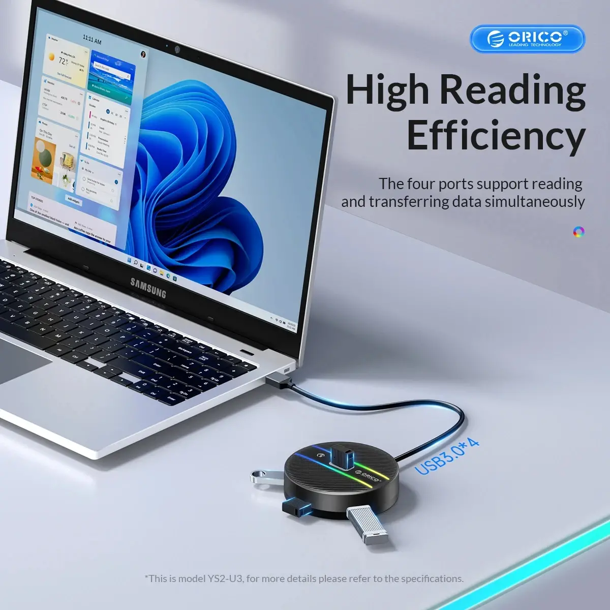 Orico хъб HUB USB3.1 Type-C 4 port - 4 x USB3.0 White, Audio/Mic x 1 - YS4-C3-03-WH-BP - image 11