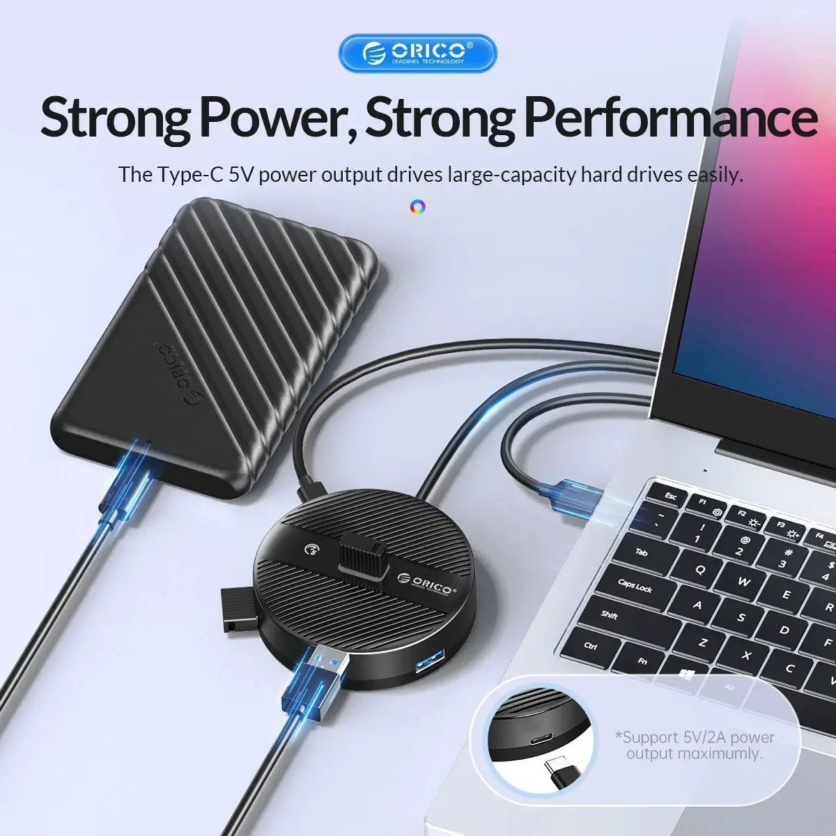 Orico хъб HUB USB3.1 Type-C 4 port - 4 x USB3.0 White, Audio/Mic x 1 - YS4-C3-03-WH-BP - image 13