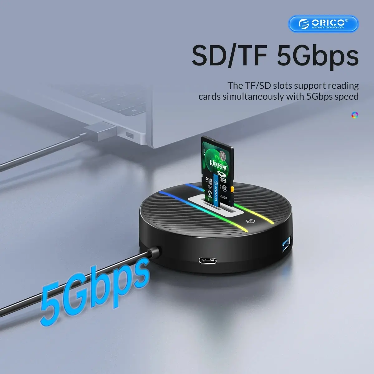 Orico хъб HUB USB3.1 Type-C 4 port - 4 x USB3.0 White, Audio/Mic x 1 - YS4-C3-03-WH-BP - image 6