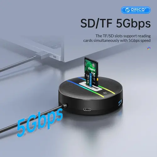 Orico хъб HUB USB3.1 Type-C 4 port - 4 x USB3.0 White, Audio/Mic x 1 - YS4-C3-03-WH-BP - image 6