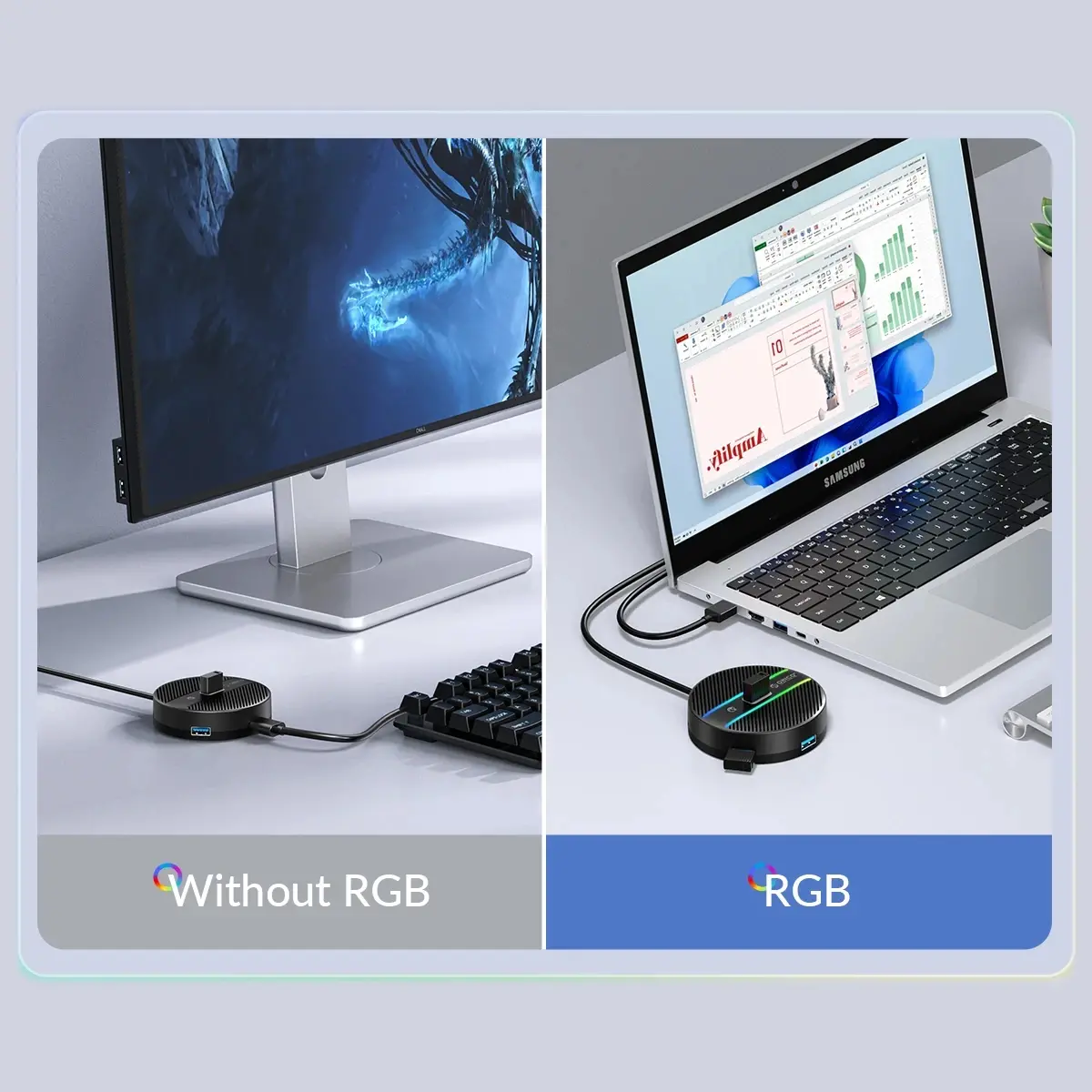 Orico хъб HUB USB3.1 Type-C 4 port - 4 x USB3.0 White, Audio/Mic x 1 - YS4-C3-03-WH-BP - image 7