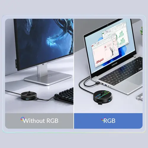 Orico хъб HUB USB3.1 Type-C 4 port - 4 x USB3.0 White, Audio/Mic x 1 - YS4-C3-03-WH-BP - image 7