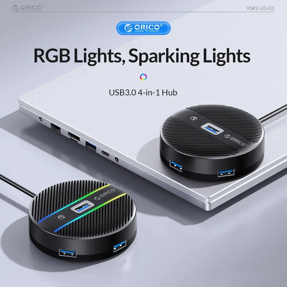 Orico хъб HUB USB3.1 Type-C 4 port - 4 x USB3.0 White, Audio/Mic x 1 - YS4-C3-03-WH-BP - image 9