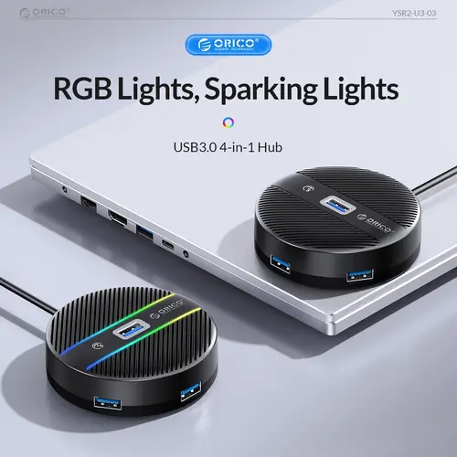 Orico хъб HUB USB3.1 Type-C 4 port - 4 x USB3.0 White, Audio/Mic x 1 - YS4-C3-03-WH-BP - image 9