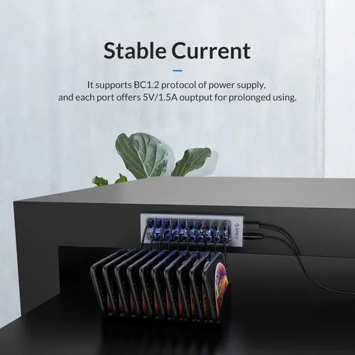 Orico hub USB3.0 HUB cu 7 porturi, cu adaptor de alimentare, butoane On/Off, aluminiu - AT2U3-7AB-EU-GY - 6