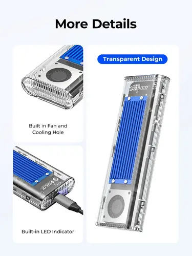 Orico външна кутия за диск Storage - Case - M.2 NVMe M key - 40Gbps, USB-A/USB-C - TCM2-U4-BK-BP - image 11