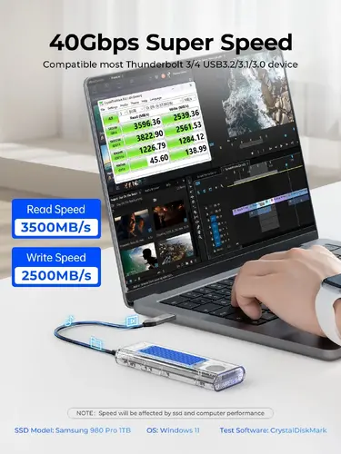 Orico външна кутия за диск Storage - Case - M.2 NVMe M key - 40Gbps, USB-A/USB-C - TCM2-U4-BK-BP - image 3