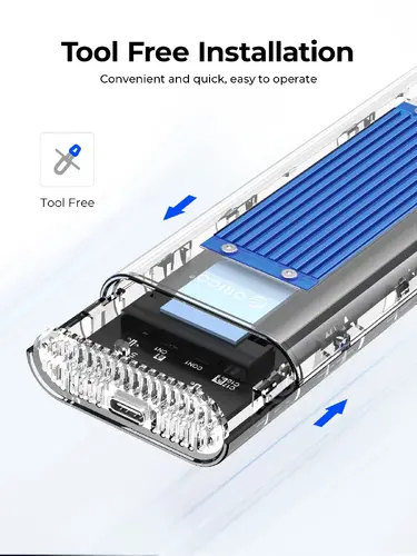 Orico външна кутия за диск Storage - Case - M.2 NVMe M key - 40Gbps, USB-A/USB-C - TCM2-U4-BK-BP - image 9