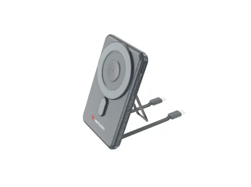 Външна батерия, Verbatim Charge 'n' Go 2C Power Bank Magnetic Wireless 5000mAh with 2 USB-C Cables & Stand Grey