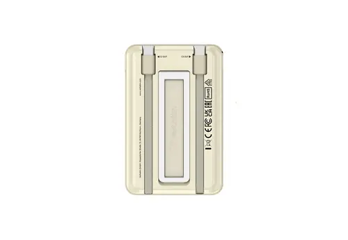 Външна батерия, Verbatim Charge 'n' Go 2C Power Bank Magnetic Wireless 5000mAh with 2 USB-C Cables & Stand Gold - image 2
