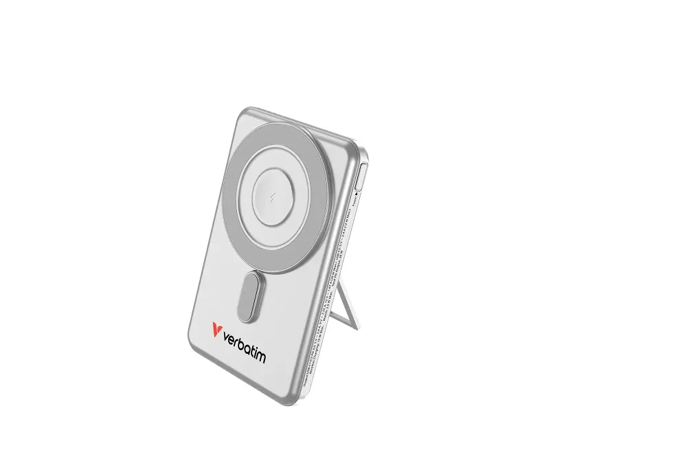 Външна батерия, Verbatim Charge 'n' Go 2C Power Bank Magnetic Wireless 5000mAh with 2 USB-C Cables & Stand Silver - image 8