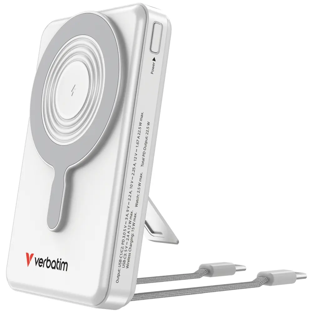 Εξωτερική μπαταρία, Verbatim Power Bank Magnetic Wireless 10.000 mAh C+C Display ασημί