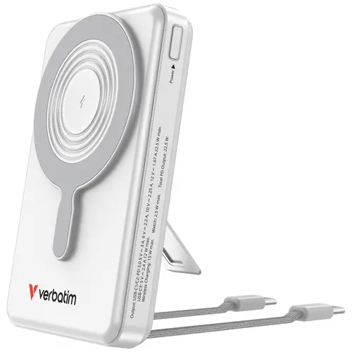 Baterie externă, Verbatim Power Bank Magnetic Wireless 10.000 mAh C+C Display argintiu - 1