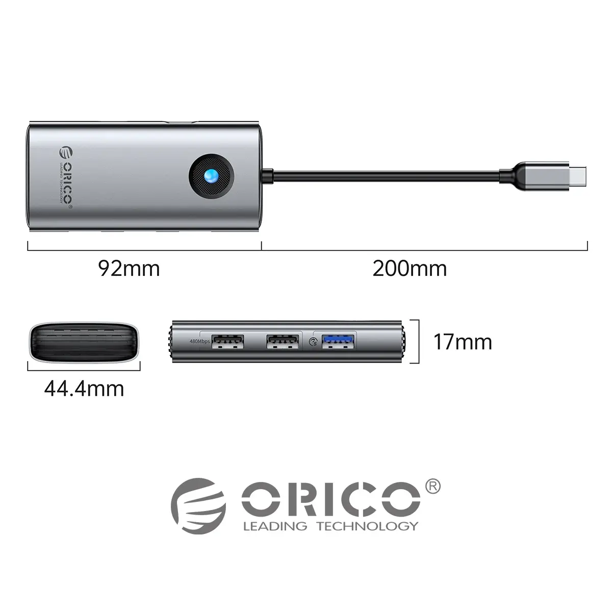 Orico докинг станция Docking Station Type-C - PW11-6P25R-GY-BP - HDMI, USB-A x 3, PD100W x 1, LAN (2.5Gbps) - image 3