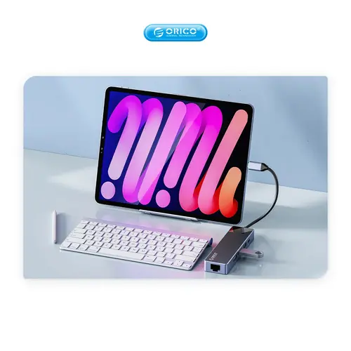 Orico докинг станция Docking Station Type-C - DM-10P-BK-BP - HDMI, USB-C, USB-A x 4, PD100W x 1, LAN (1Gbps), SD/TF - image 10