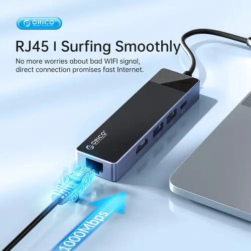 Orico докинг станция Docking Station Type-C - DM-10P-BK-BP - HDMI, USB-C, USB-A x 4, PD100W x 1, LAN (1Gbps), SD/TF - image 11