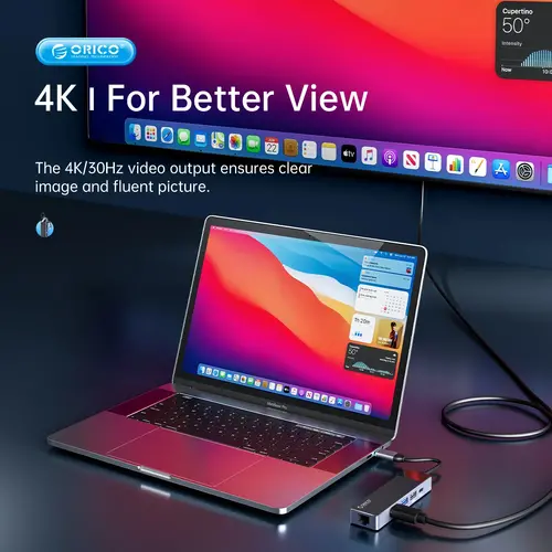 Orico докинг станция Docking Station Type-C - DM-10P-BK-BP - HDMI, USB-C, USB-A x 4, PD100W x 1, LAN (1Gbps), SD/TF - image 12