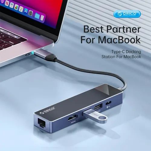 Orico докинг станция Docking Station Type-C - DM-10P-BK-BP - HDMI, USB-C, USB-A x 4, PD100W x 1, LAN (1Gbps), SD/TF - image 6