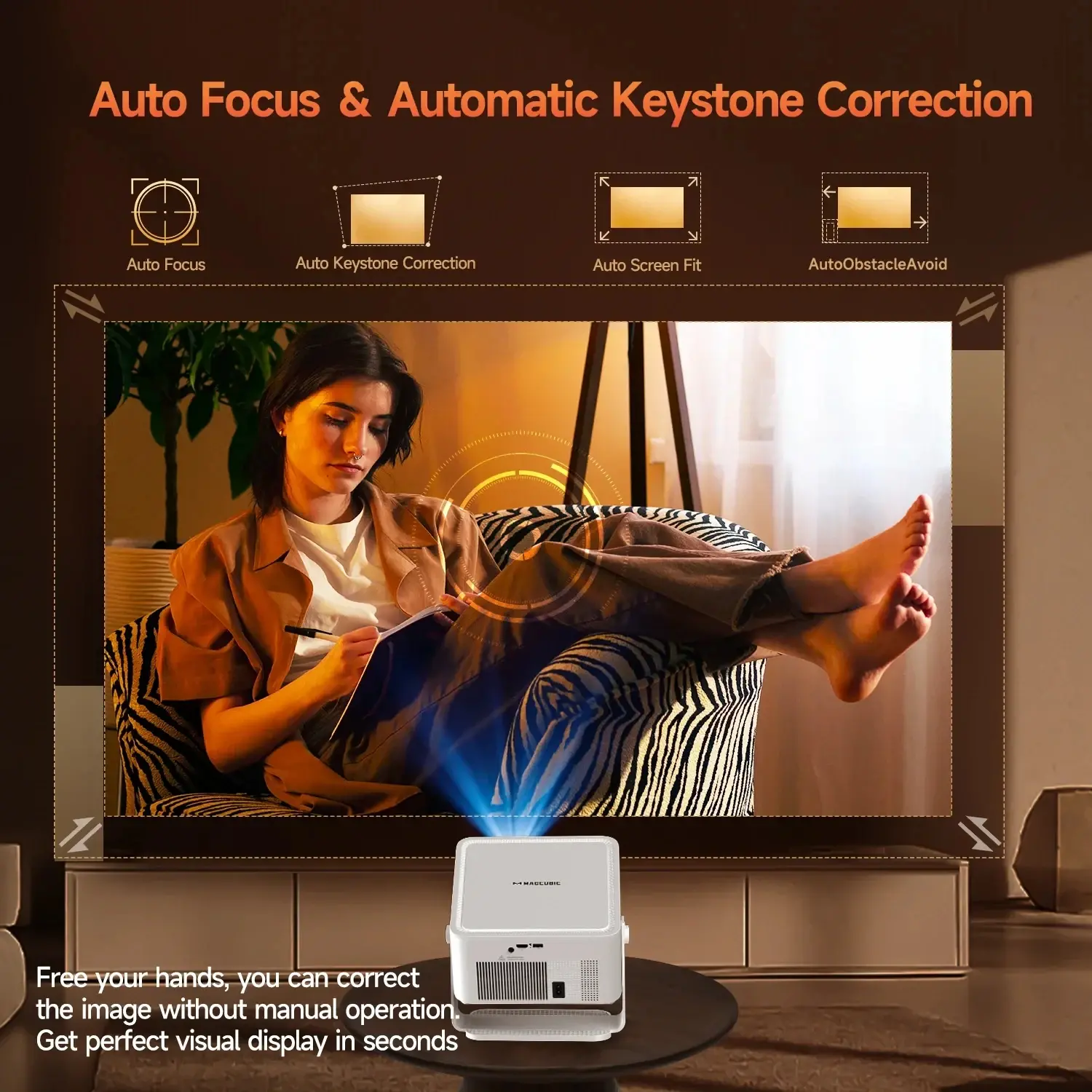 MagCubic преносим мултимедиен проектор Portable Multimedia Projector HY450MAX - 8K, Android 14, Wi-Fi 6, Bluetooth 5.4 - image 2