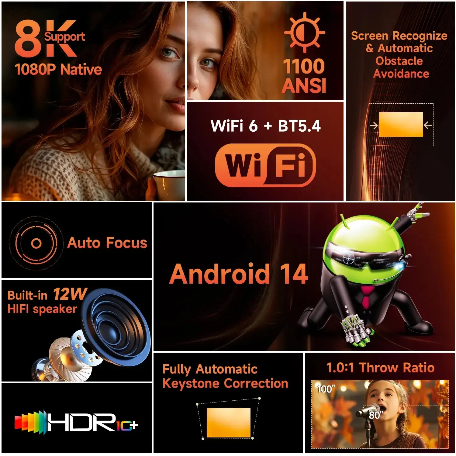 MagCubic преносим мултимедиен проектор Portable Multimedia Projector HY450MAX - 8K, Android 14, Wi-Fi 6, Bluetooth 5.4 - image 9