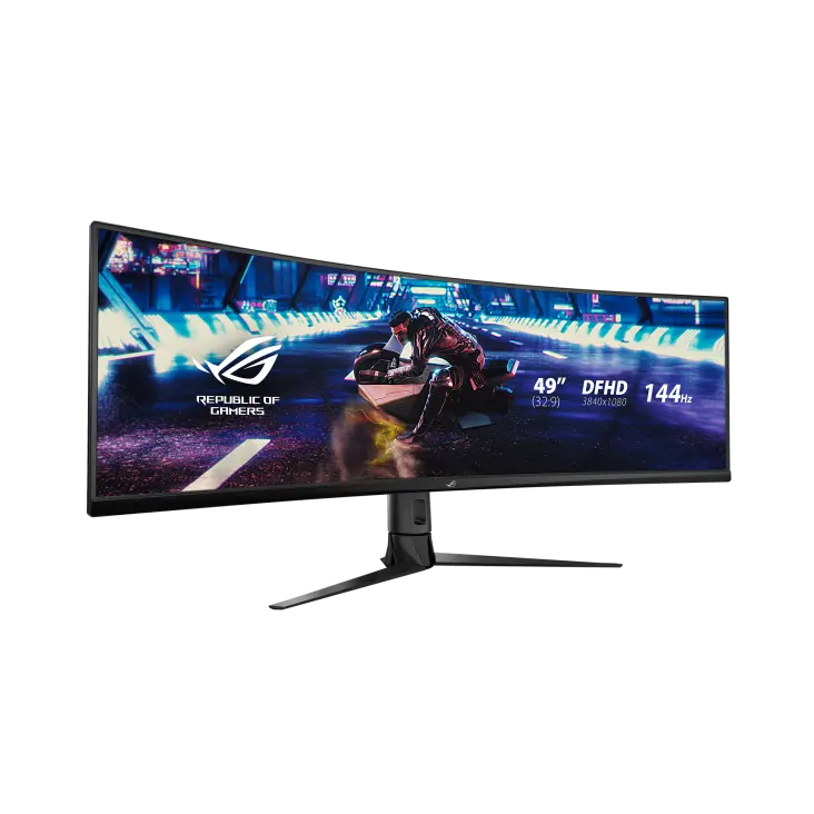 Монитор, Asus ROG STRIX Curved XG49VQ, 49" DFHD (3840x1080) Gaming monitor, VA, up to 144Hz, 125% sRGB, DP, HDMI, USB3.0, FreeSync 2 HDR, DisplayHDR400, AuraSync, Red+Dark Gray - image 1