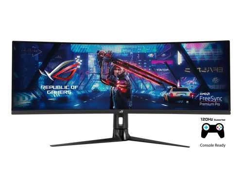 Монитор, Asus ROG STRIX Curved XG49VQ, 49" DFHD (3840x1080) Gaming monitor, VA, up to 144Hz, 125% sRGB, DP, HDMI, USB3.0, FreeSync 2 HDR, DisplayHDR400, AuraSync, Red+Dark Gray