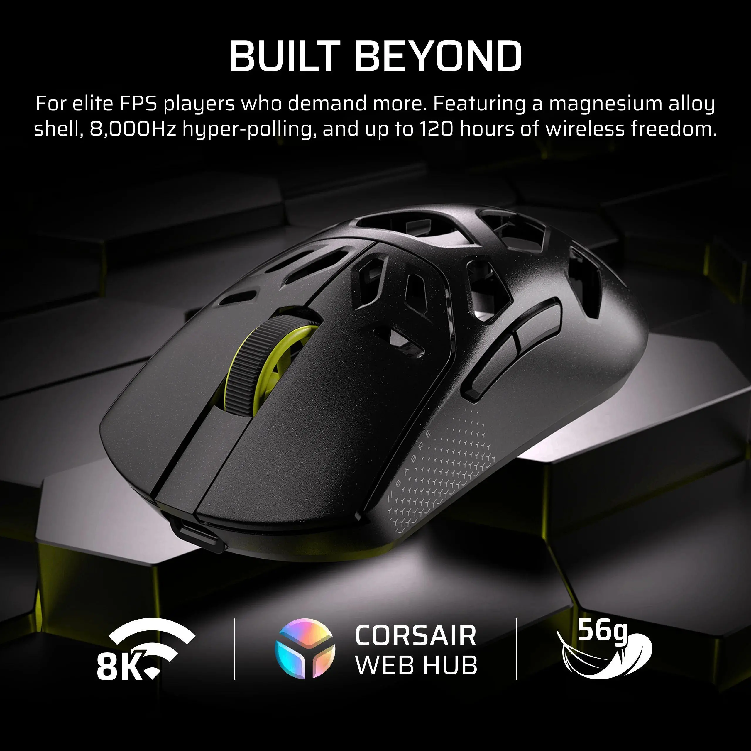 Corsair SABRE v2 PRO MG, Gaming Mouse, Wireless, Magnesium, Black - image 4