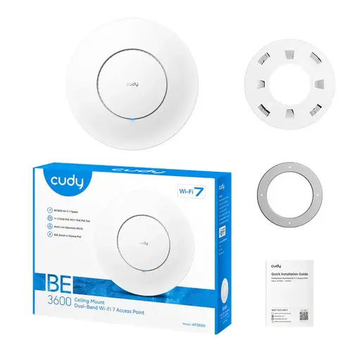 Безжична точка за достъп Cudy AP3600-P, WiFi 7 BE3600, 1x2.5 Gbps, PoE Adapter - image 4