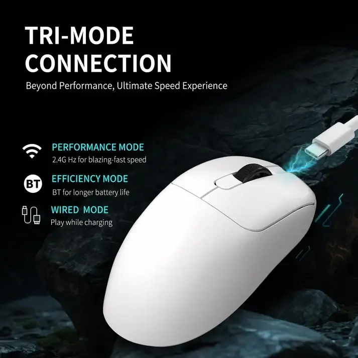 Ajazz професионална геймърска мишка AJ179 PRO - Wireless Gaming Mouse - 8K, Magnetic Charging Dock, Black - image 3