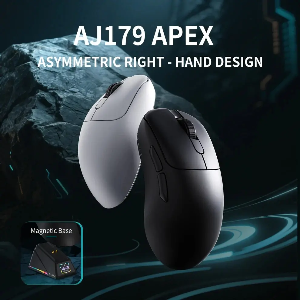 Ajazz професионална геймърска мишка AJ179 APEX - Wireless Gaming Mouse - 8K, Magnetic Charging Dock, White - image 4