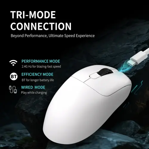 Ajazz професионална геймърска мишка AJ179 APEX - Wireless Gaming Mouse - 8K, Magnetic Charging Dock, Black - image 2